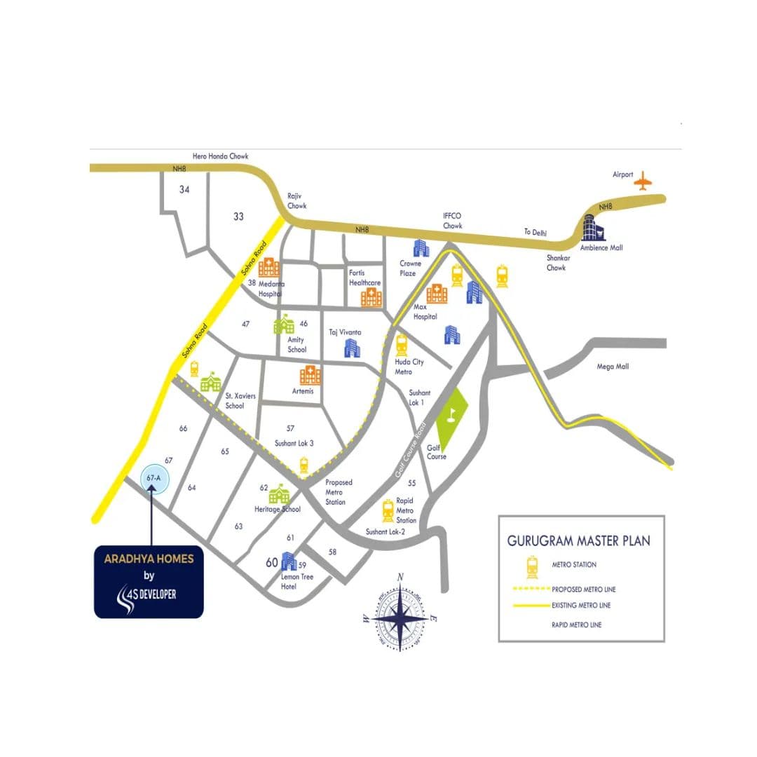 Aradhya Homes 67A Location Map
